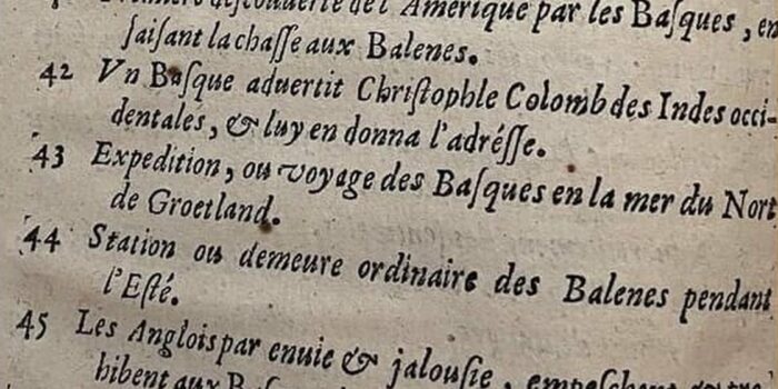 Un libro de 1647 recoge que los balleneros vascos llegaron a América 100 años antes que Colón