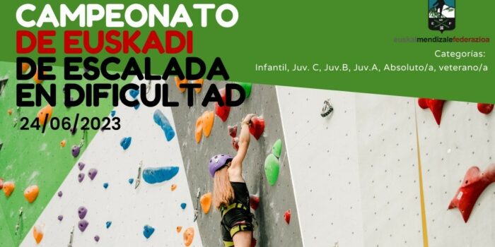 Derio acogerá el Campeonato de Euskadi de Escalada de Dificultad el 24 de junio