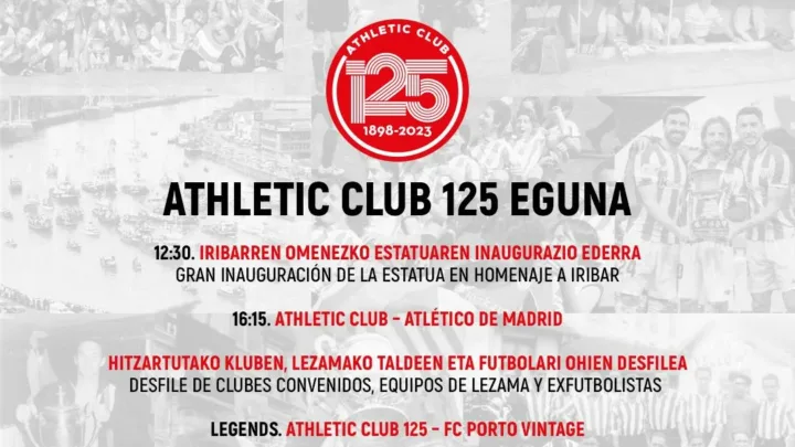 El Athletic desvela los actos de clausura del 125 aniversario