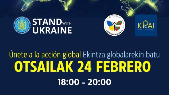 Las tres capitales vascas acogerán marchas en apoyo a Ucrania