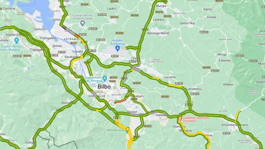 Tráfico fluido en toda la red de carreteras de Bizkaia