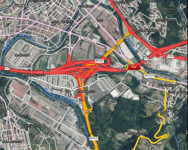 Retenciones de 2 kilómetros en la A8