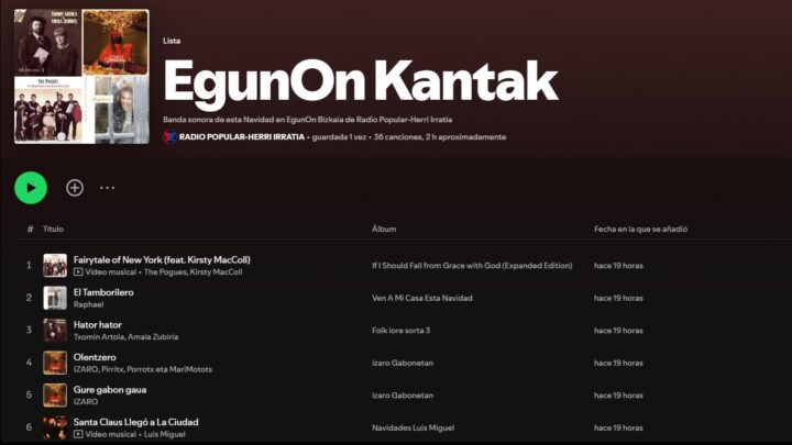 La lista definitiva de villancicos para esta Navidad: EgunOn Kantak en Spotify