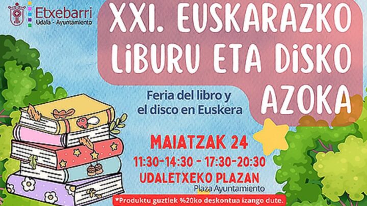 Etxebarri celebra el 24 de mayo la XXI Feria del Libro y Disco en Euskera