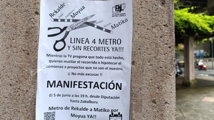 Los vecinos de Rekalde llaman a manifestarse para que la Línea 4 de Metro no «se eternice»