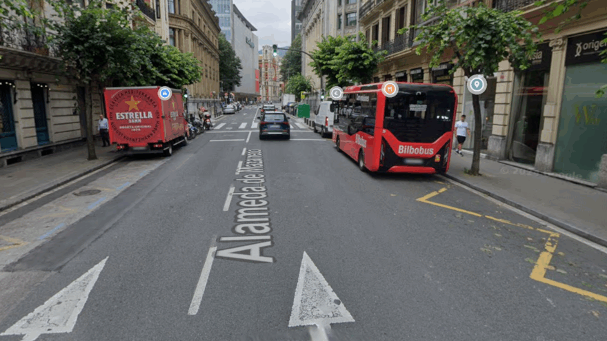 Ocupación de carril en Alameda Mazarredo este jueves