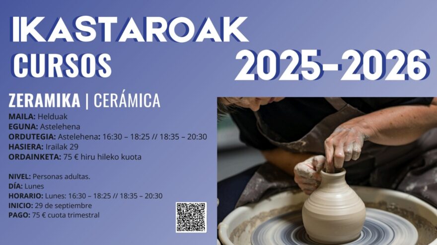 Berriz abre el plazo de inscripción para los cursos de cerámica, inglés y txistu