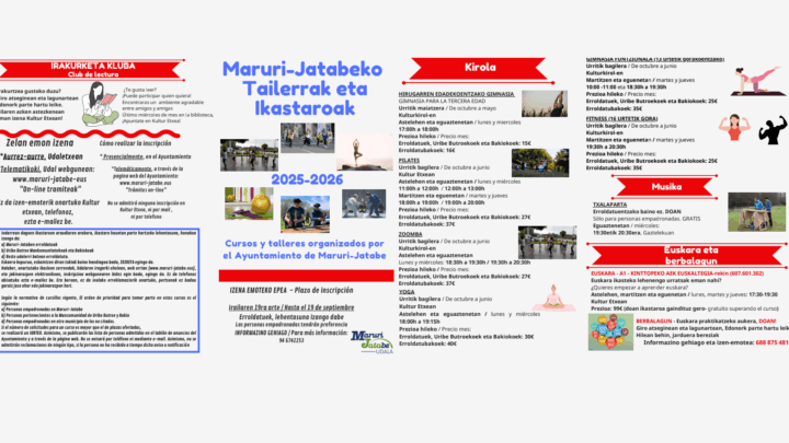 Maruri-Jatabe abre la inscripción para sus talleres y cursillos del curso 2025-2026