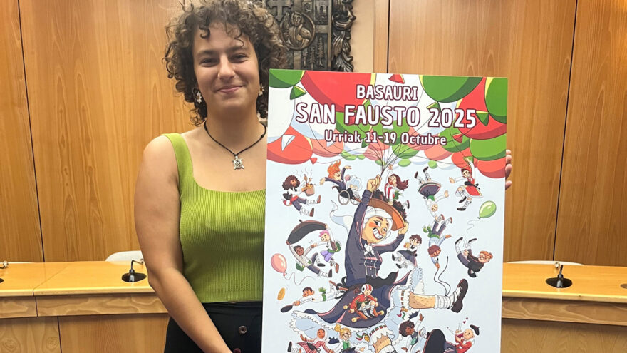 Amaia Bonachera gana el concurso del cartel de las fiestas de Basauri con «San Fausto zeruan»