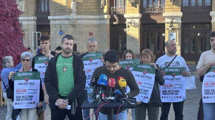 «Palestinarekin Elkartasuna» denuncia la criminalización de los actos solidarios con Palestina