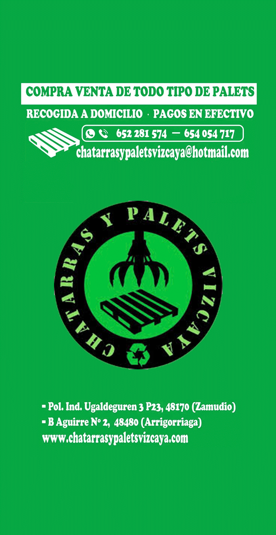 Banner de Chatarras y Palets Vizcaya en Bilbao