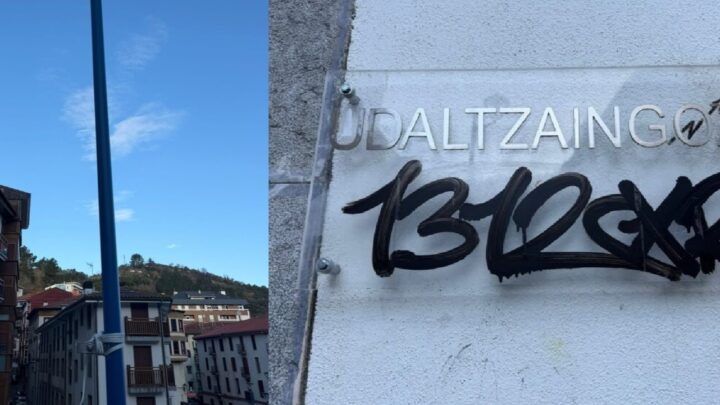 Roban la ikurriña del Ayuntamiento de Ondarroa y aparecen pintadas contra la policía