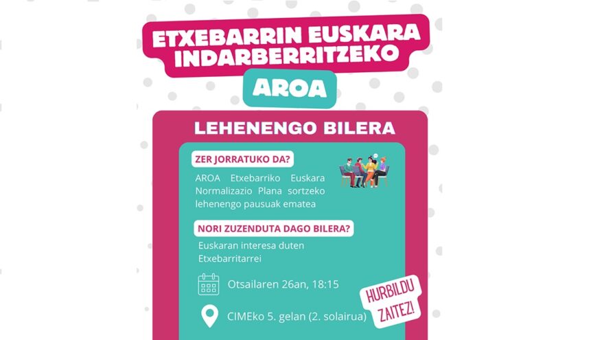 Etxebarri convoca a la ciudadanía para diseñar el Plan de Euskera ‘AROA’
