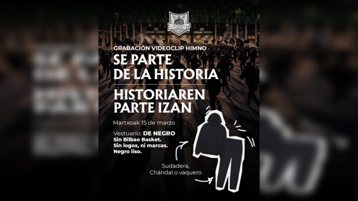 Bilbao Basket grabará el domingo 15 el vídeo de su himno oficial y hace un llamamiento masivo a la afición para participar