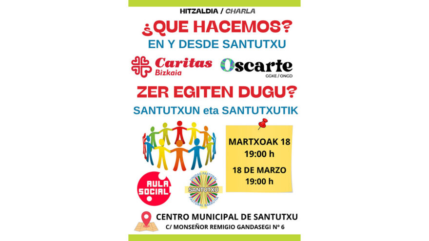 Charla «Qué hacemos en y desde Santutxu: Cáritas y Oscarte»