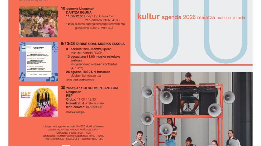 Markina-Xemein despliega un completo programa cultural en mayo con cine, danza, literatura y tradiciones
