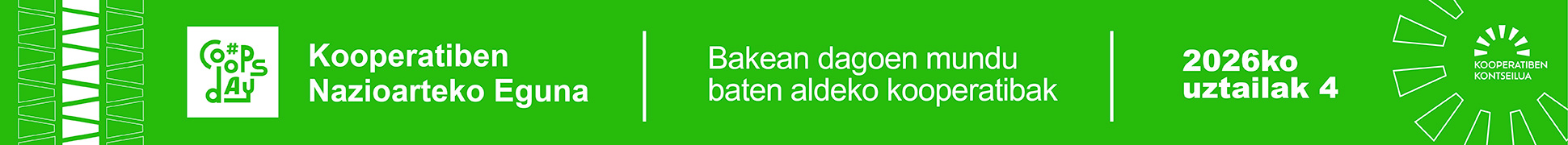 Banner de Kooperatiben Nazioarteko Eguna en Bilbao