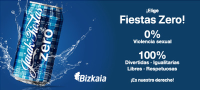 Banner de Contra agresiones en fiestas en Bilbao