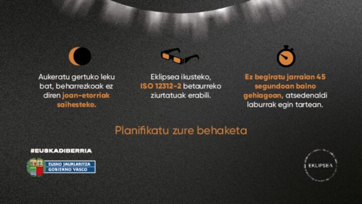 El Gobierno Vasco promueve una observación segura del eclipse total de Sol