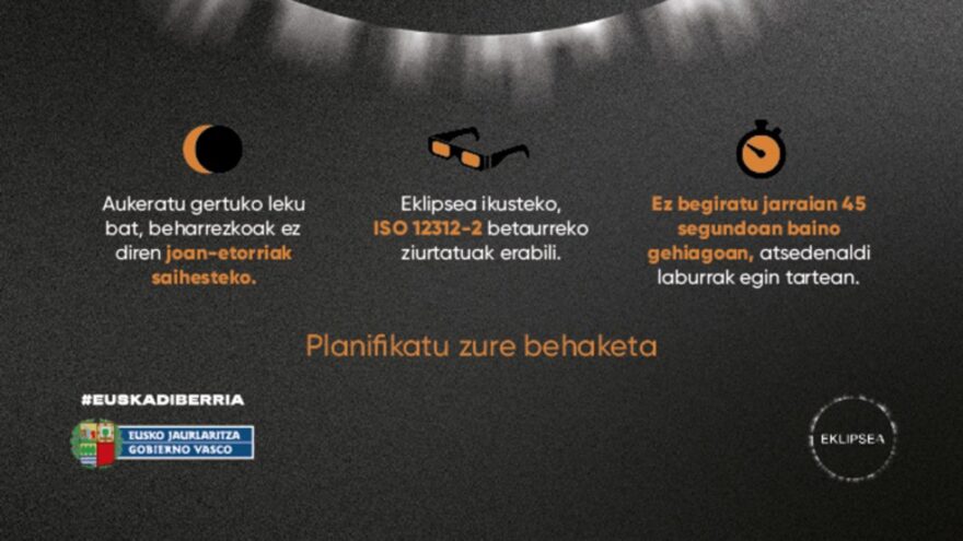 El Gobierno Vasco promueve una observación segura del eclipse total de Sol