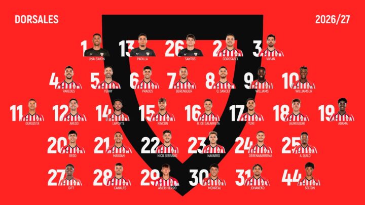 El Athletic anuncia los dorsales para la temporada 2026-27