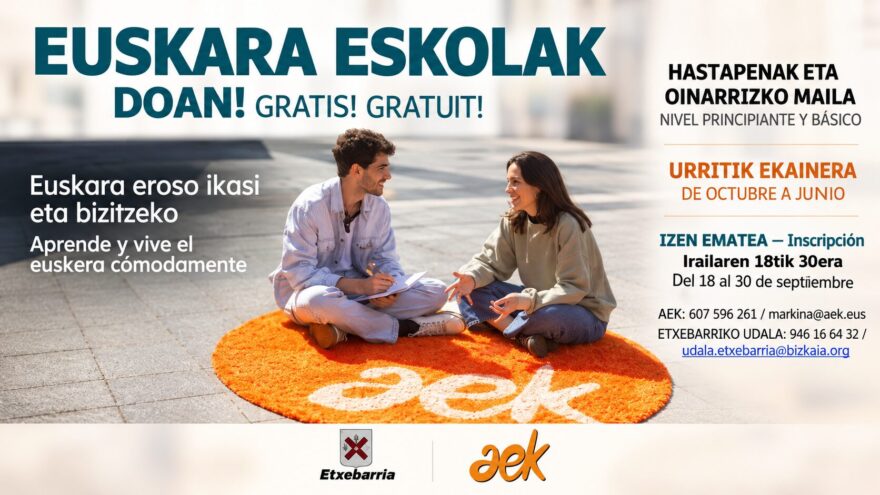 Etxebarria ofrece cursos gratuitos de euskera