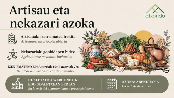 Atxondoko Nekazaritza eta Artisautza Azokarako izen-ematea zabalik dago