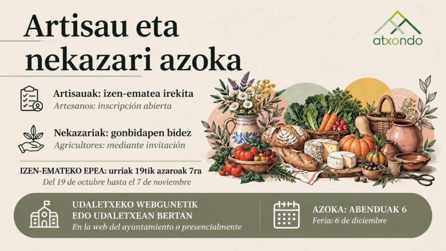Atxondoko Nekazaritza eta Artisautza Azokarako izen-ematea zabalik dago